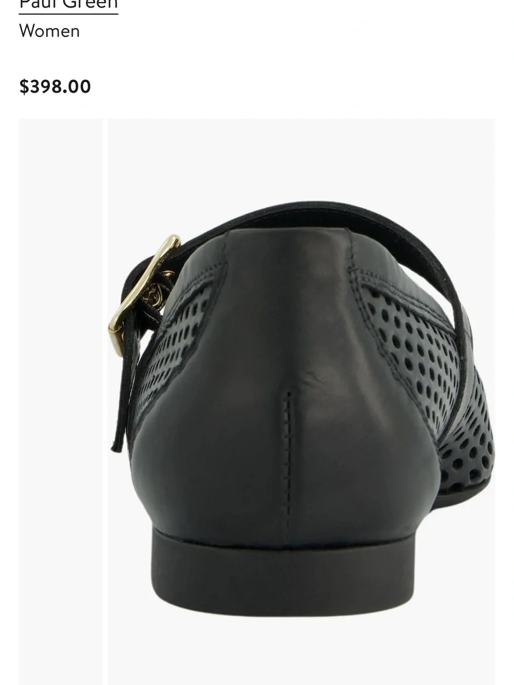 Paul Green Black Perforated Mary Jane with Gold Buckle